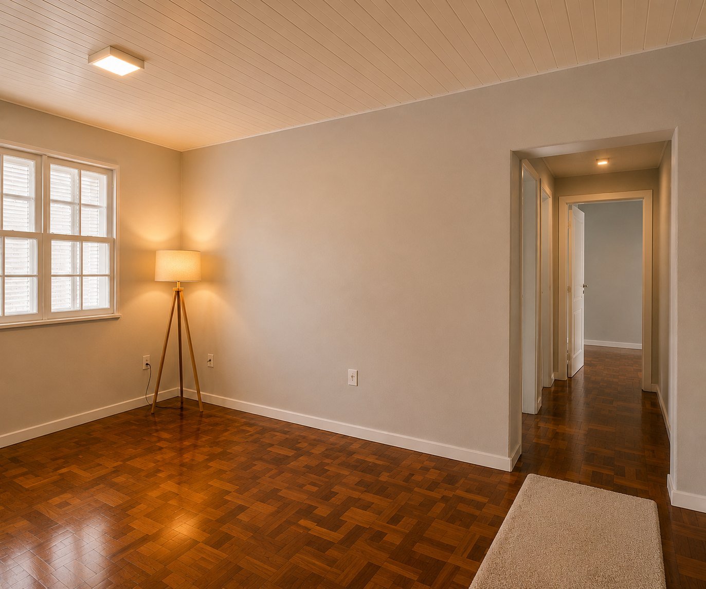 Sala do apartamento reformado na Vila São José