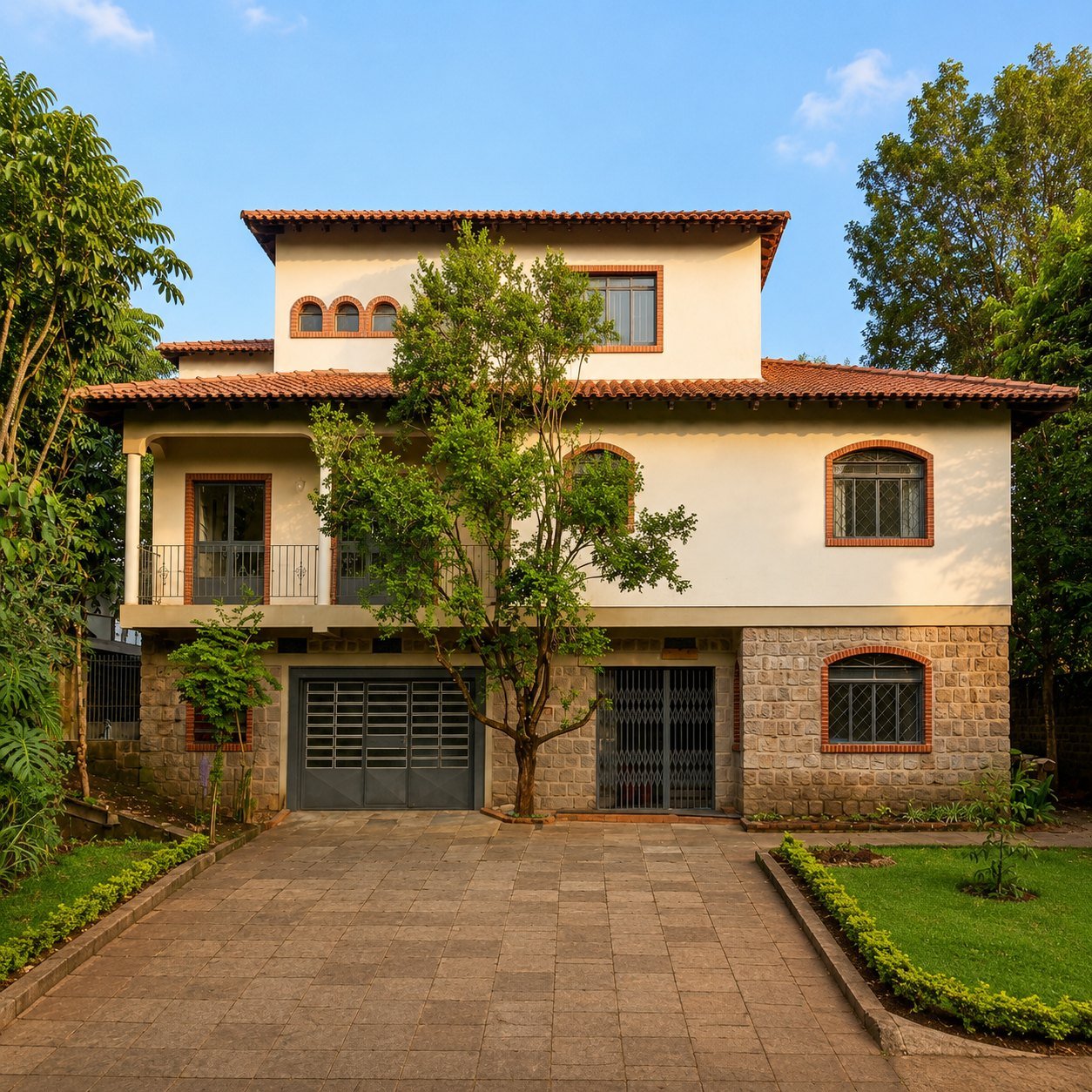 Fachada da casa sede em terreno de 8.000 m² na Lomba do Pinheiro